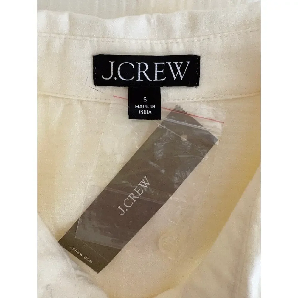 J.Crew Airy Gauze Button-Up High-Low Beach Shirt in Ivory Style C1257 Size S NWT